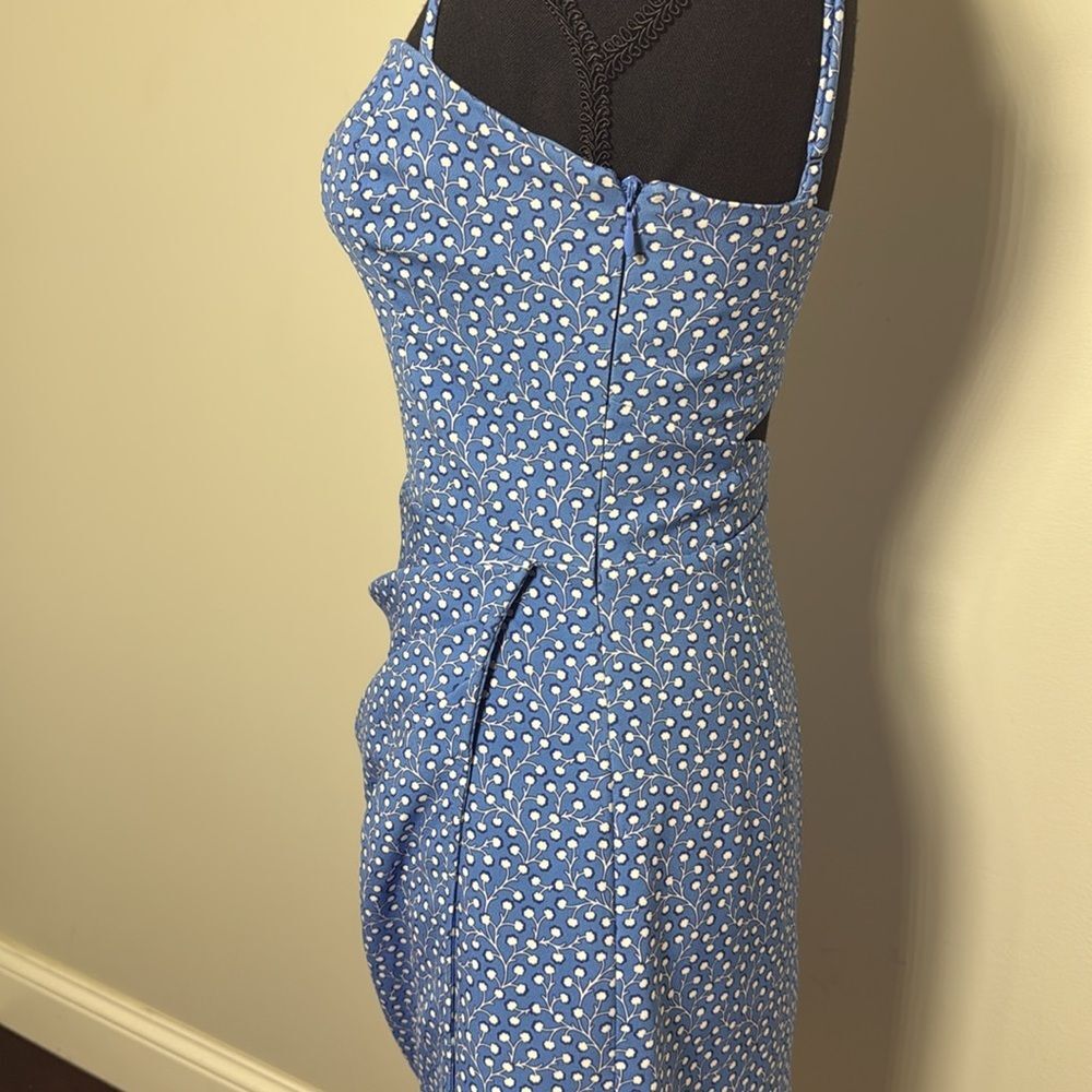 French Connection Elao Whisper Blue Floral Mini Dress Size 4 A-Line Wrap Skirt - Picture 7 of 8